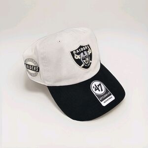 Las Vegas Raiders '47 Cream/Black "Sidestep" Clean Up Adjustable Hat